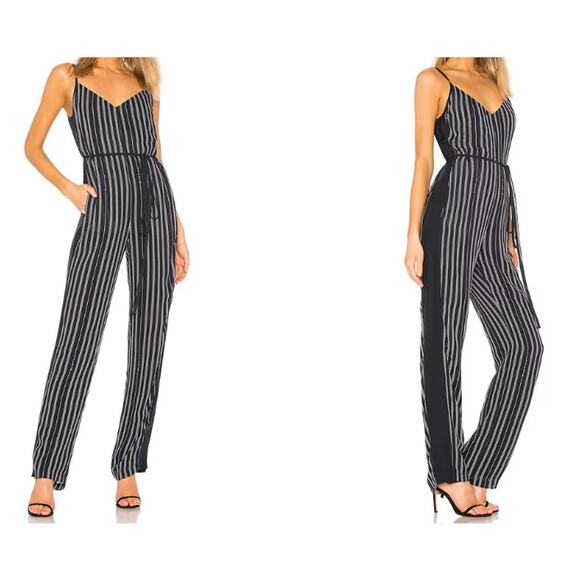 Rag & Bone Rosa Silk Blend Jumpsuit Striped Navy/White 8 NWT - Picture 10 of 13